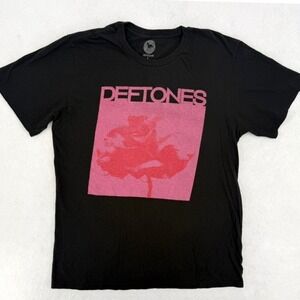 Deftones White Pony Floral Graphic T-Shirt Mens Large Black Pink Rock Band Tee